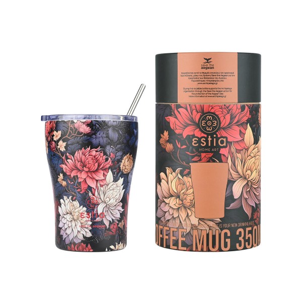 ESTIA ΘΕΡΜΟΣ COFFEE MUG SAVE THE AEGEAN 350ml MIDNIGHT BLOSSOM - 1