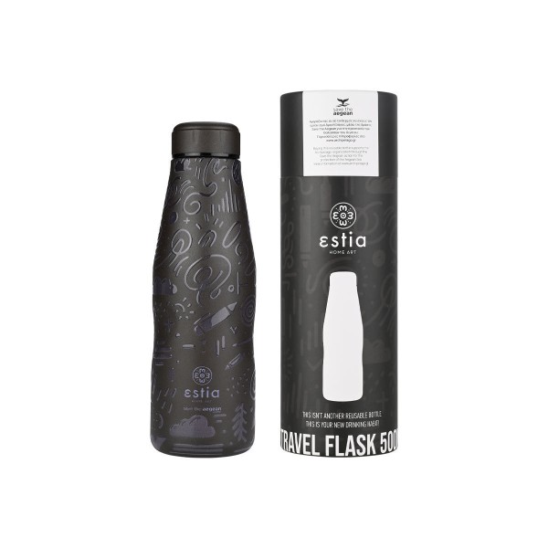 ESTIA ΘΕΡΜΟΣ TRAVEL FLASK SAVE THE AEGEAN 500ml NOIR ECHO - 1