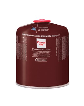 Coral Gas ΦΙΑΛΙΔΙΟ ΒΙΔΩΤΟ 450g Μείγμα (Βουτάνιο/Προπάνιο) - 1