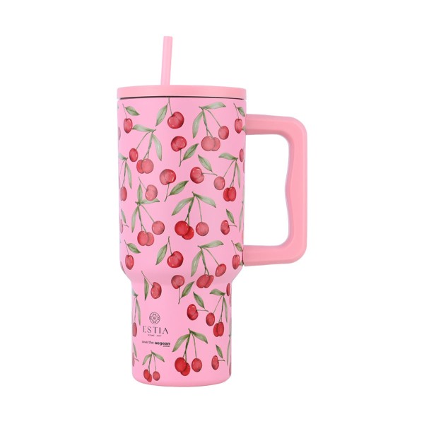 ΘΕΡΜΟΣ STRAW TUMBLER XL SAVE THE AEGEAN 900ml CHERRY ROSE