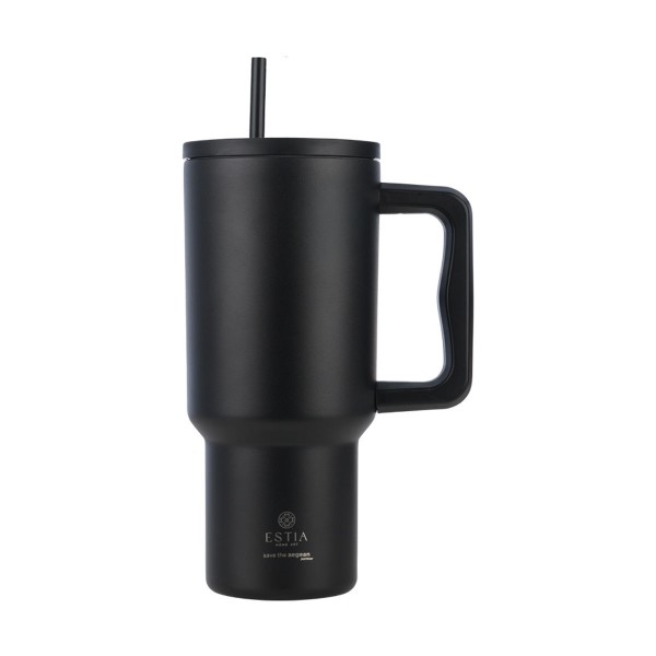 ΘΕΡΜΟΣ STRAW TUMBLER XL SAVE THE AEGEAN 900ml MIDNIGHT BLACK
