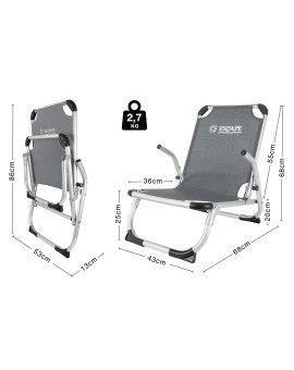 Καρεκλάκι Παραλίας Escape Αλουμινίου με Χαμηλή Πλάτη Γκρί