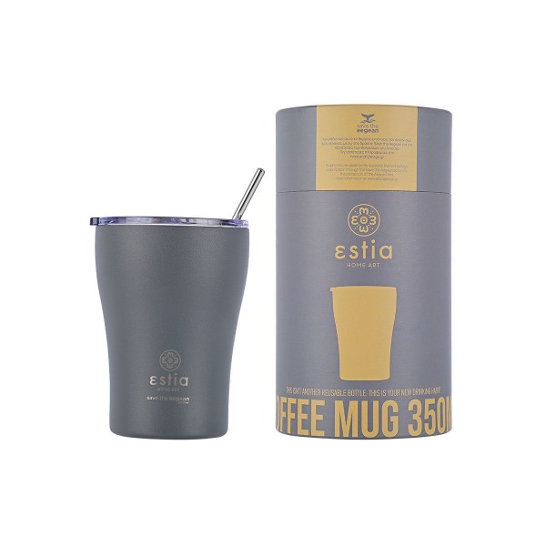 ESTIA ΘΕΡΜΟΣ COFFEE MUG SAVE THE AEGEAN 350ml FJORD GREY - 1