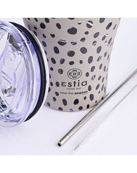 ESTIA ΘΕΡΜΟΣ COFFEE MUG SAVE THE AEGEAN 350ml LEOPARD TAUPE - 3