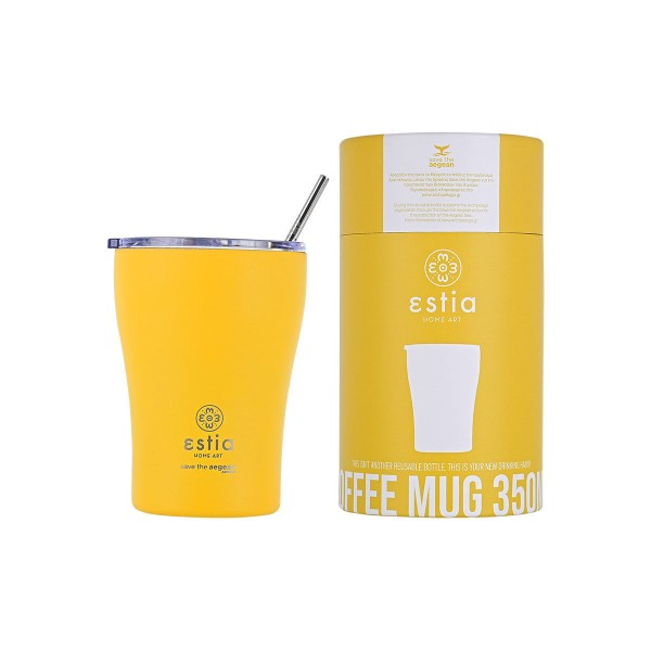 ESTIA ΘΕΡΜΟΣ COFFEE MUG SAVE THE AEGEAN 350ml PINEAPPLE YELLOW - 6