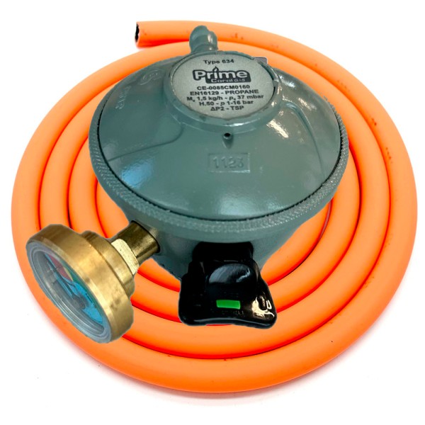 Coral Gas Prime Regulator Σετ Ρυθμιστής Υγραερίου 37mbar με Λάστιχο Παροχής 1m - 1
