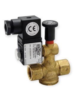 Ηλεκτροβάνα Αερίου Ορειχάλκινη Madas 1/2″ 500mbar Normally Open Χειροκίνητη Επαναφορά