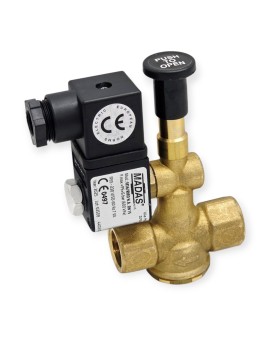 Ηλεκτροβάνα Αερίου Ορειχάλκινη Madas 230V 1/2″ 6bar Normally Open Χειροκίνητη Επαναφορά