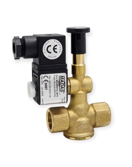 Ηλεκτροβάνα Αερίου Ορειχάλκινη Madas 230V 1/2″ 6bar Normally Open Χειροκίνητη Επαναφορά - 2