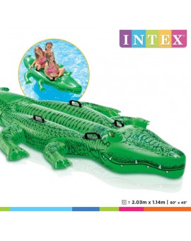 Intex Παιδικό Φουσκωτό Ride On Θαλάσσης Κροκόδειλος με Χειρολαβές σε Πράσινο Χρώμα 203cm - 2